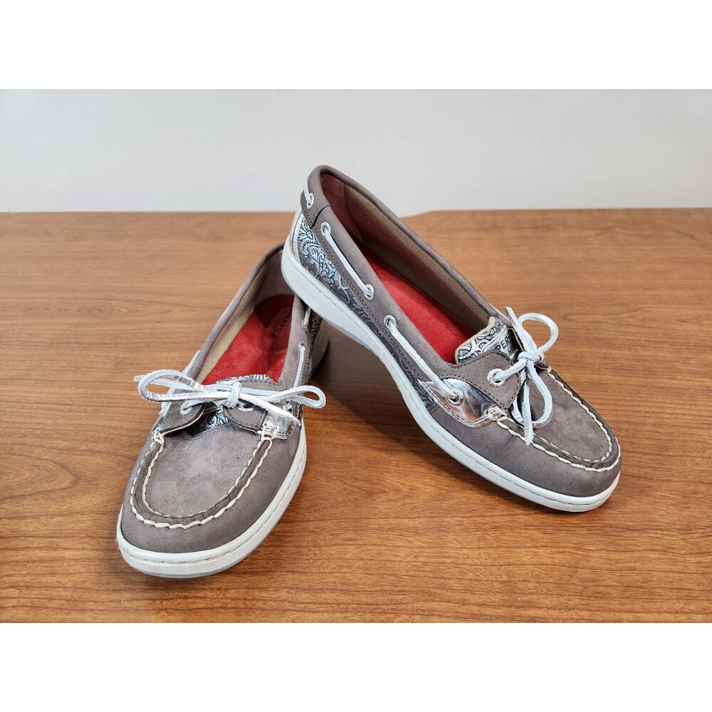 Sperry Top-Sider Women's One Eye Brown Silver Paisley Boat Shoes Size 7.5M